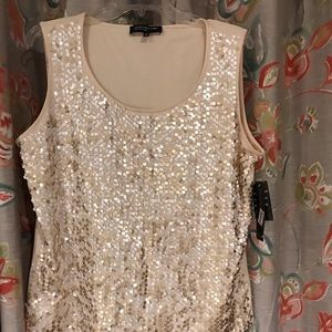 Cream sequined top by Jones New York New